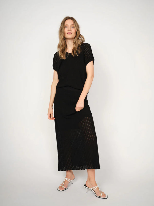 Mos Mosh | Hopi Plain Knit Skirt | Black