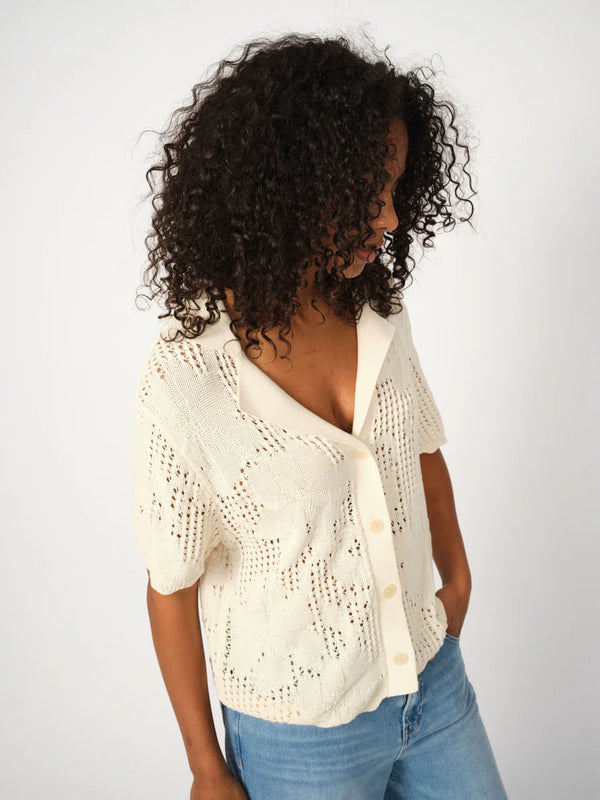 Mos Mosh | Une Flower Knit Cardigan | Ecru