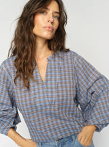 Mos Mosh | Yen Check Blouse | Ultramarine