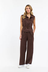 365 Days | Perry Linen Drawcord Pant | Chocolate