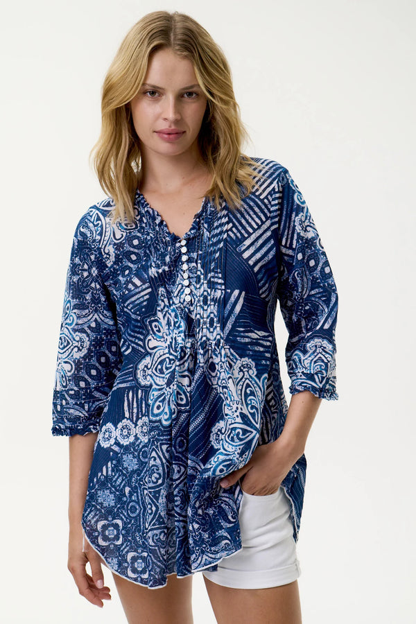 oneseason | Poppy Top | Mandala | Navy