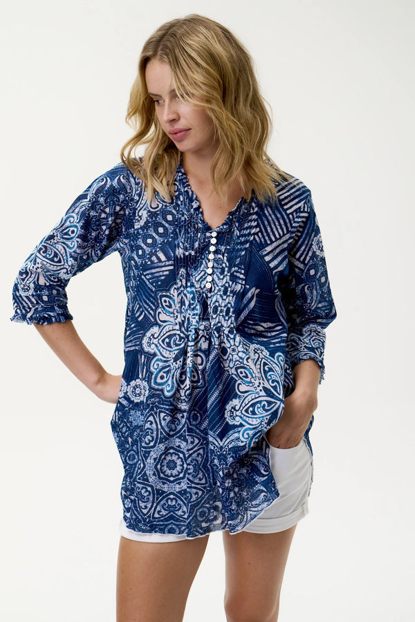 oneseason | Poppy Top | Mandala | Navy