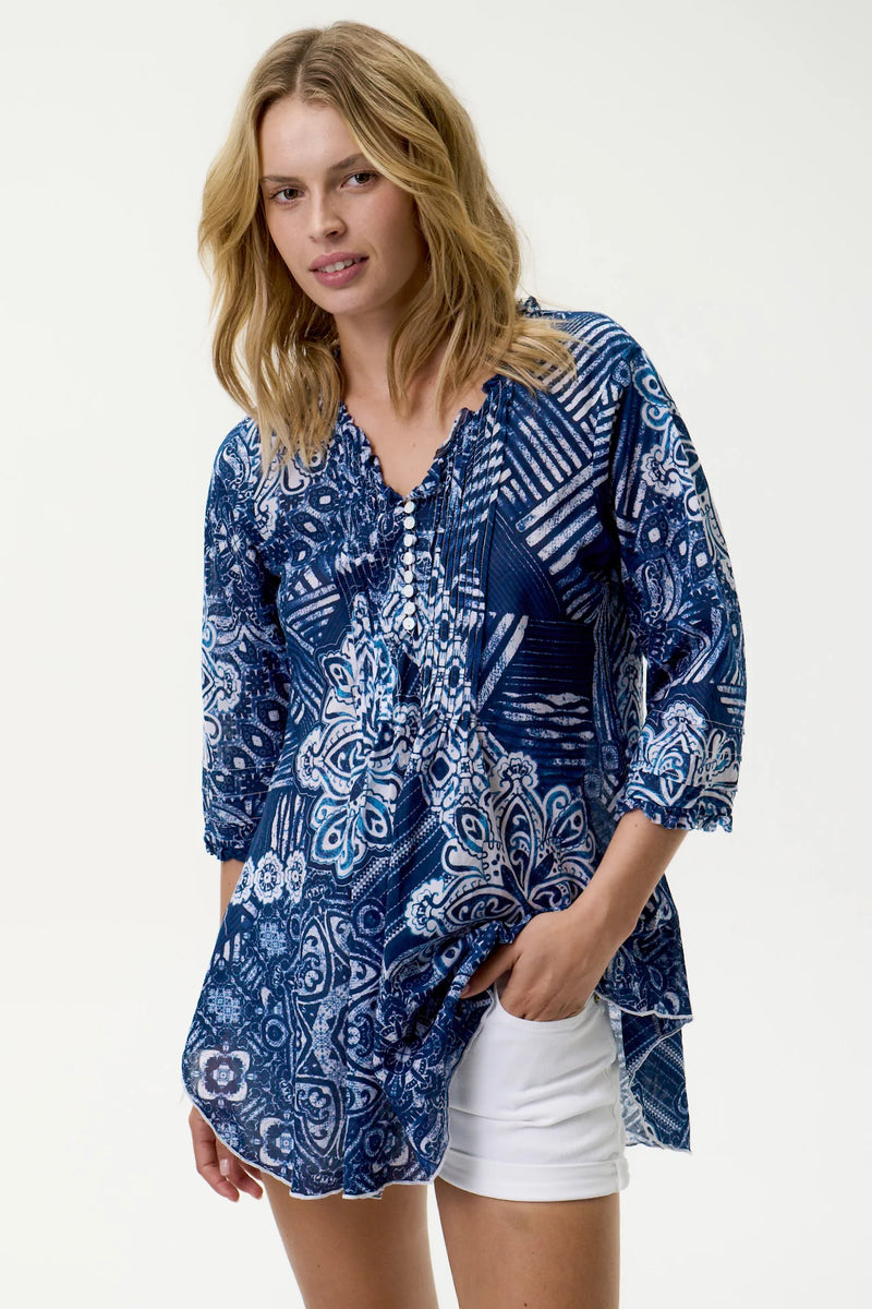 oneseason | Poppy Top | Mandala | Navy