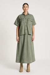 eb+ive | Bodhi Denim Shirt | Olive