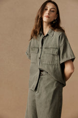 eb+ive | Bodhi Denim Shirt | Olive