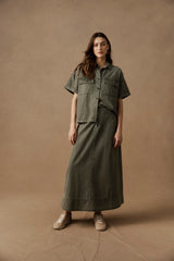 eb+ive | Bodhi Denim Skirt | Olive