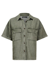 eb+ive | Bodhi Denim Shirt | Olive