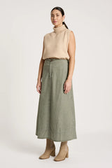 eb+ive | Bodhi Denim Skirt | Olive