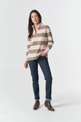 Goondiwindi | Zip Cotton Rugby | Pink A Boo/Sage