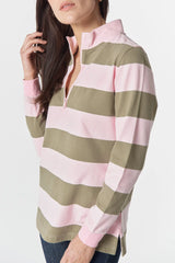 Goondiwindi | Zip Cotton Rugby | Pink A Boo/Sage