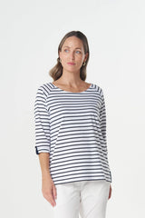 Goondiwindi | Track Cotton Tee | White/Dark Navy
