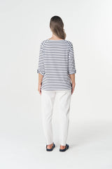 Goondiwindi | Track Cotton Tee | White/Dark Navy