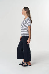 Goondiwindi Cotton | Heat V Neck Tee | White/Dark Navy