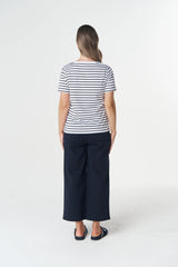 Goondiwindi Cotton | Heat V Neck Tee | White/Dark Navy
