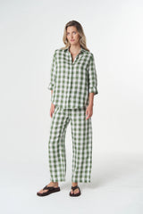 Goondiwindi Cotton | 3/4 Sleeve Linen Shirt | Cedar Green