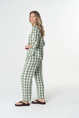 Goondiwindi Cotton | 3/4 Sleeve Linen Shirt | Cedar Green