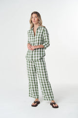 Goondiwindi Cotton | 3/4 Sleeve Linen Shirt | Cedar Green