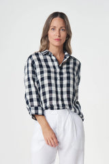 Goondiwindi Cotton | 3/4 Sleeve Linen Shirt | Dark Navy