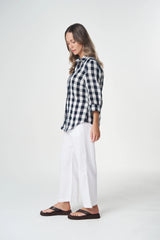 Goondiwindi Cotton | 3/4 Sleeve Linen Shirt | Dark Navy