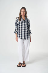 Goondiwindi Cotton | 3/4 Sleeve Linen Shirt | Dark Navy