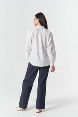 Goondiwindi | Misty Ladder Detail Cotton Blouse | White