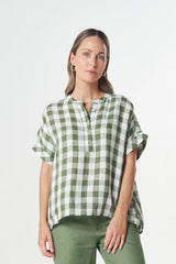 Goondiwindi Cotton | Honey Linen Blouse | Cedar Green