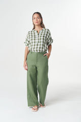 Goondiwindi Cotton | Honey Linen Blouse | Cedar Green