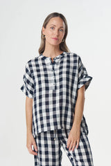 Goondiwindi Cotton | Honey Linen Blouse | Dark Navy