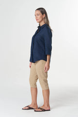 Goondiwindi Cotton | Island 3/4 Sleeve Frill Shirt | Dark Navy