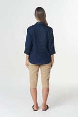 Goondiwindi Cotton | Island 3/4 Sleeve Frill Shirt | Dark Navy
