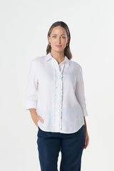 Goondiwindi Cotton | Island 3/4 Sleeve Frill Shirt | White