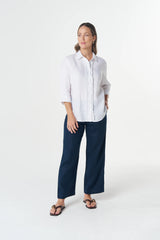 Goondiwindi Cotton | Island 3/4 Sleeve Frill Shirt | White