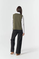 Goondiwindi Cotton | Amber Merino Cotton Knit Vest | Covert Green