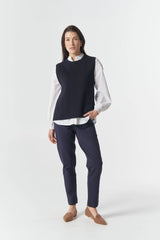 Goondiwindi Cotton | Amber Merino Cotton Knit Vest | Dark Navy