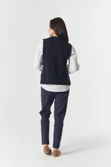 Goondiwindi Cotton | Amber Merino Cotton Knit Vest | Dark Navy