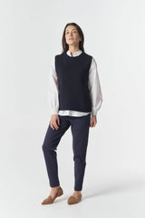 Goondiwindi Cotton | Amber Merino Cotton Knit Vest | Dark Navy