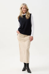 Goondiwindi Cotton | Amber Merino Cotton Knit Vest | Dark Navy