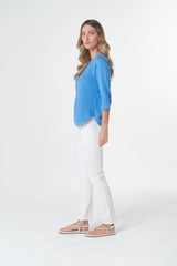 Goondiwindi Cotton | Sorbet 3/4 Sleeve Raglan Knit | Azure Blue