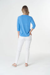 Goondiwindi Cotton | Sorbet 3/4 Sleeve Raglan Knit | Azure Blue