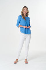 Goondiwindi Cotton | Sorbet 3/4 Sleeve Raglan Knit | Azure Blue