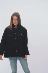 Shirty | The Allegra Relaxed Wool Blend Jacket | Navy