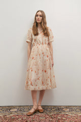 MAEVARII | Apricity Tiered Midi Dress | Peaches & Cream