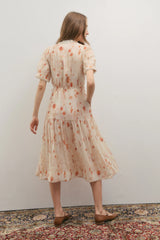 MAEVARII | Apricity Tiered Midi Dress | Peaches & Cream