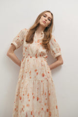 MAEVARII | Apricity Tiered Midi Dress | Peaches & Cream