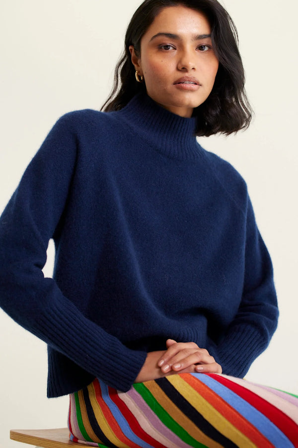 Alessandra | Fifi Cashmere Polo Sweater | Midnight Navy