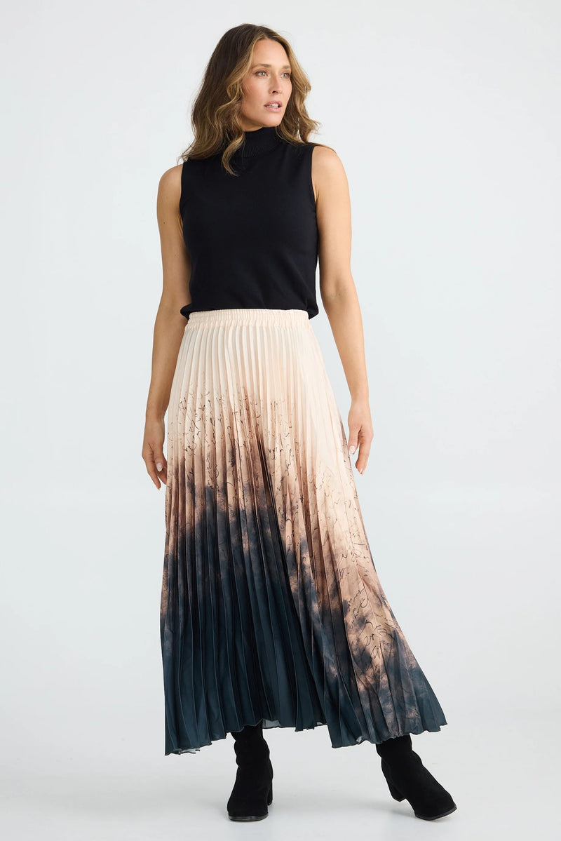 Brave & True | Alias Pleated Skirt | Calligraphy