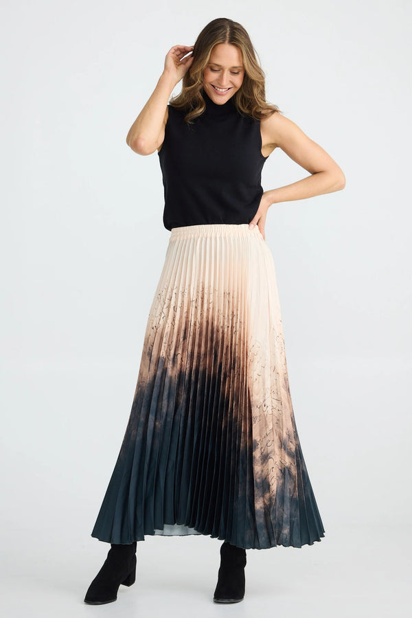 Brave & True | Alias Pleated Skirt | Calligraphy