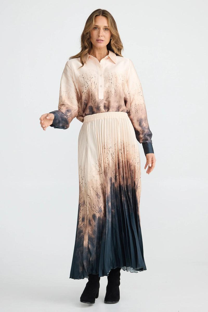 Brave & True | Alias Pleated Skirt | Calligraphy