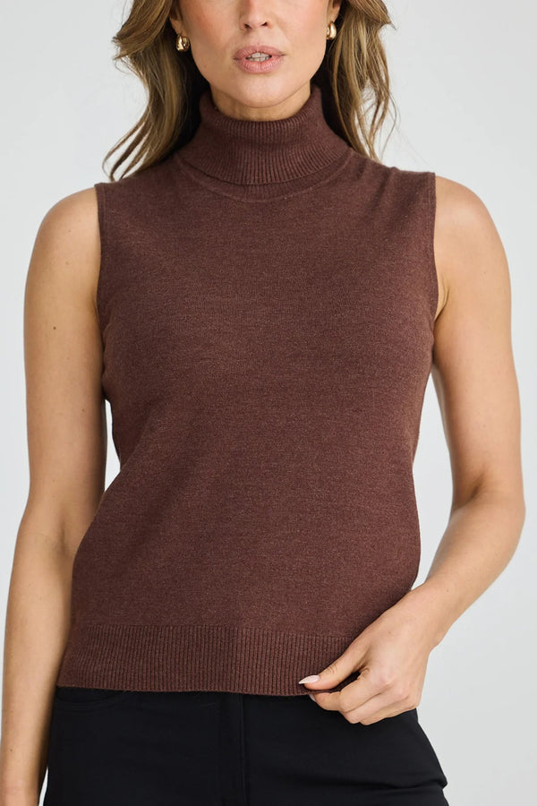 Brave & True | Skye Knit Top | Chocolate Marle