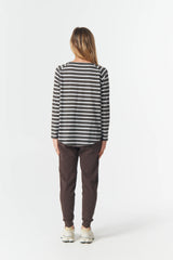 Cloth + Paper + Scissors | The Hero Stripe Raglan Tee | White/Chocolate Torte